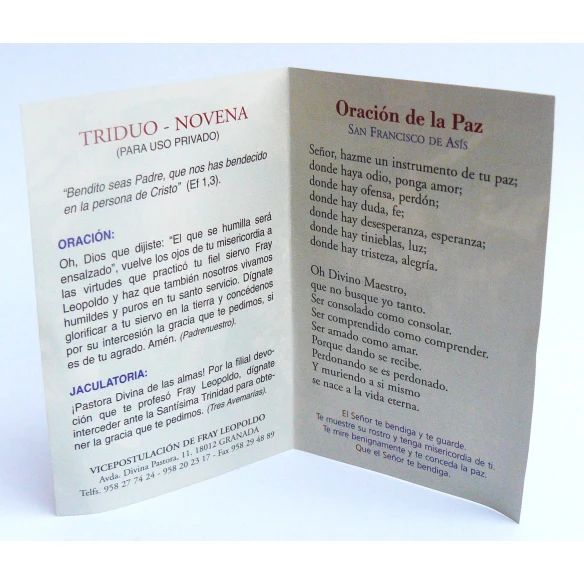Estampa Oración a San Francisco de Asís